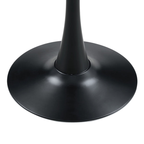 Round Dining Table With Faux Wood Top And Metal Pedestal, 23.6" Circle Table For Kitchen, Living Room, Small Spaces
