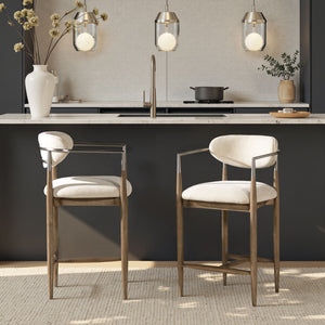 Artemis - Mixed Material Upholstered Counter Stool - Warm White
