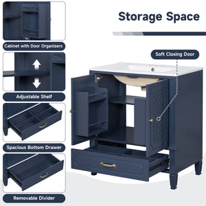 Bathroom Vanity With Sink, Soft Closing Door, Multi Functional Storage