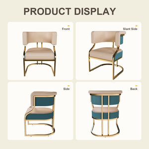 Dining Chairs Ergonomic Curved Backres (Set of 2) - Blue / Neutral