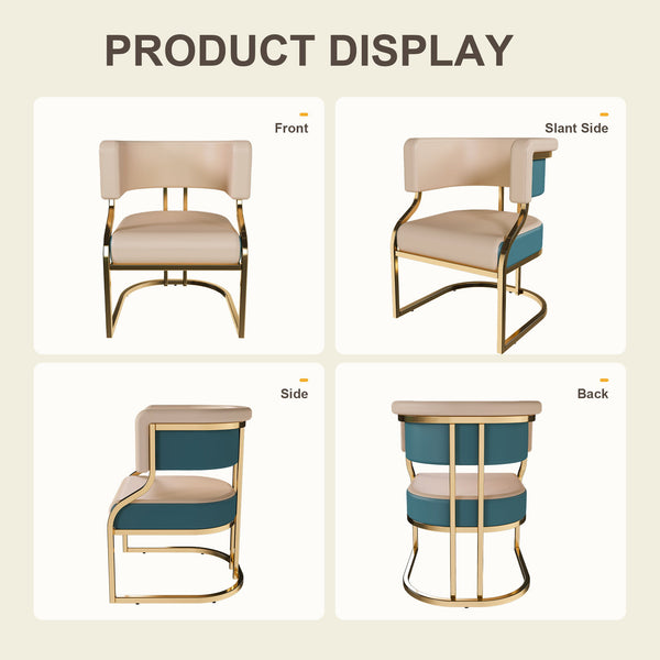 Dining Chairs Ergonomic Curved Backres (Set of 2) - Blue / Neutral