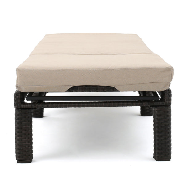 Puerta - Chaise Lounge Frame Cushion Outdoor Wicker Iron - Beige / Dark Brown