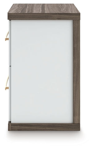 Kendanport - Two Drawer Night Stand - Brown / White