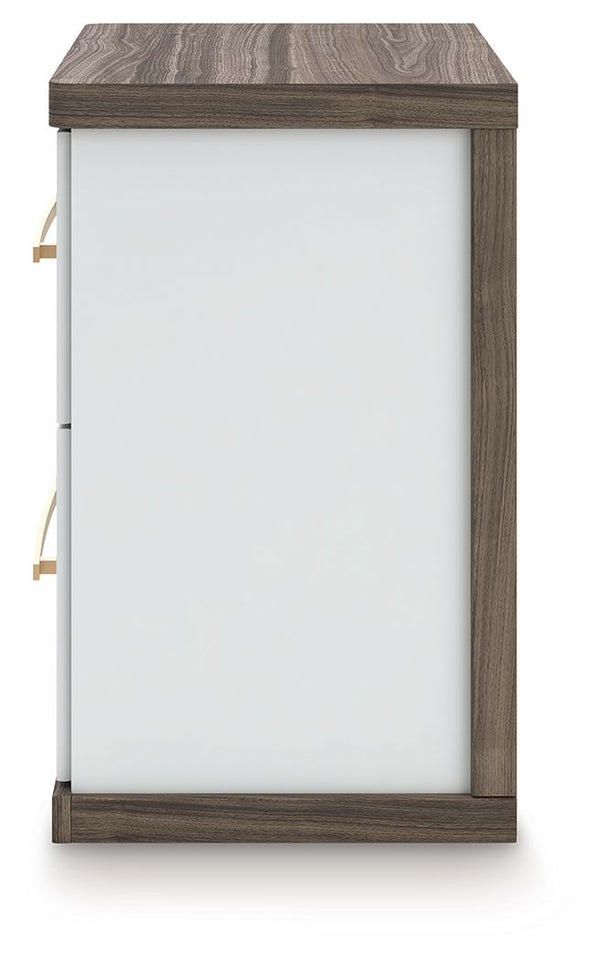 Kendanport - Two Drawer Night Stand - Brown / White