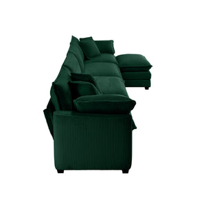 Modern Modular Cushion Sofa With Ottoman, Low Back, Deep Seating Sofa Set