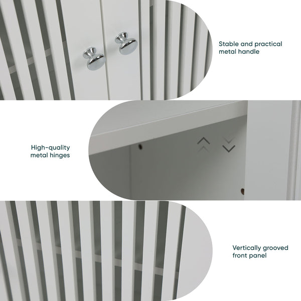 Louvered Double Door Wall Mounted Bathroom Cabinet - White
