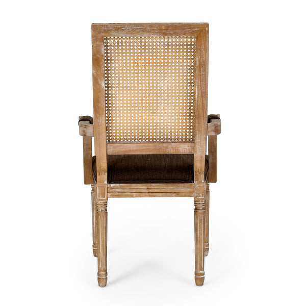 Upholstered Dining Chair With Cane Backrest