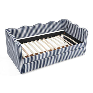 Gingham Daybed With USB Charging Port, Wave-Shaped Design