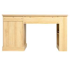Modern Fluted Office Desk With Storage Cabinet