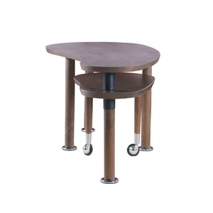 Rotatable Coffee Table With Solid Legs, 360 Degree Swivel, Waterproof - Walnut