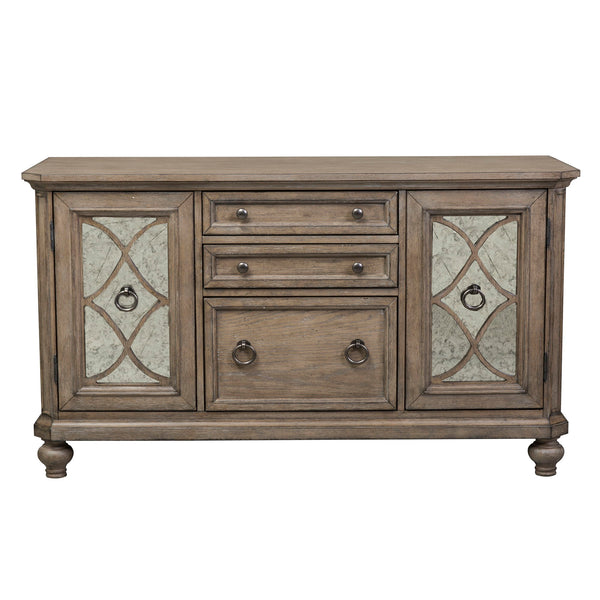 Simply Elegant - 3 Piece Home Office Set (Desk & Hutch Set) - Heathered Taupe