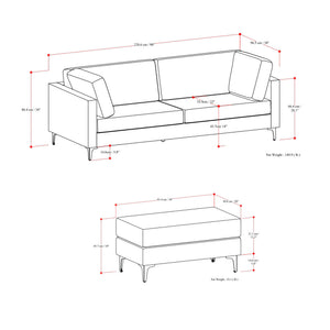Ava - Mid Century Sofa With Ottoman Set