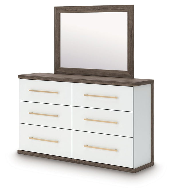 Kendanport - 4 Pc. - King Platform Bed, Dresser, Mirror And Nightstand - Brown / White