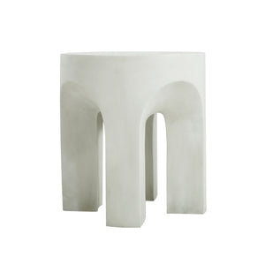 Outdoor Round Top Side Table / End Table, Living Room Accent Table - Antique White