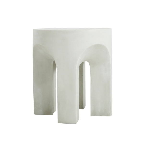 Outdoor Round Top Side Table / End Table, Living Room Accent Table - Antique White