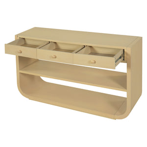 Console Table With 3 Soft Close Drawers & 2 Open Shelves - Natural