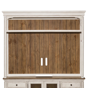 Morgan Creek - Entertainment Hutch - Antique White / Wirebrushed Tobacco Accents