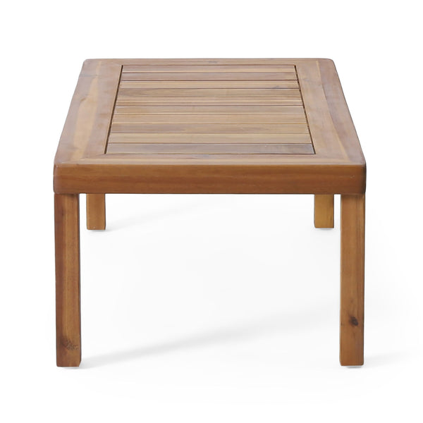 Acacia Wood Loveseat And Coffee Table Set With Cushions