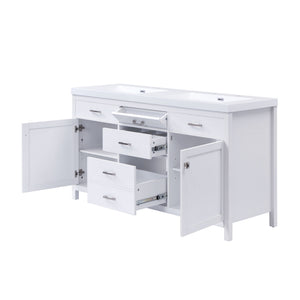 Double Sink Bathroom Vanity With Top, Soft Closing Doors & Drawers, Tip Out Drawer, 2 Cabinet Doors, Adjustable Shelf - White