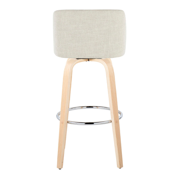 Toriano - Contemporary, Fixed Height Barstool Swivel & Round Footrest (Set of 2)