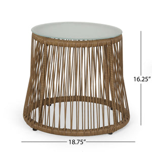 Conversation Set With Tempered Glass Table Top - Light Brown
