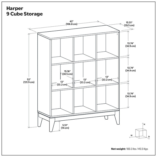 Harper - 9 Cube Storage - Walnut Brown