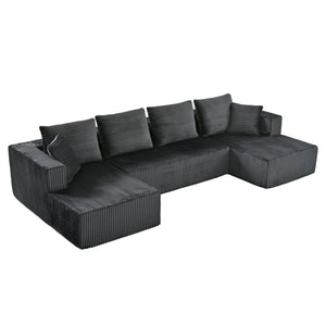 U-Shaped Modular Sectional Sofa With Double Chaise, Oversized Deep Seat For Living Room