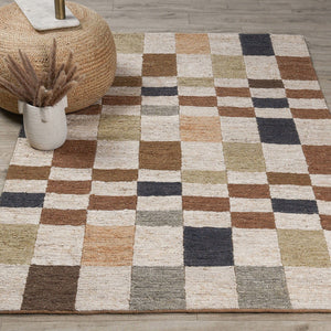 Soumak - 2' x 3' Jute Check Area Rug - Check Natural Multi