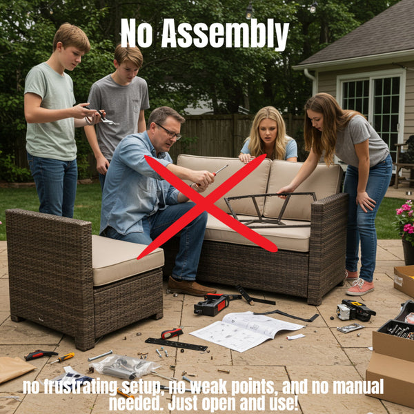 Outdoor 7 Person Wicker Sectional Set With Cushions - Gray Mix