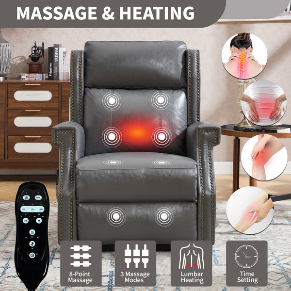 Manual Recliner Chair With Heavy Duty Motion Mechanism, 8 Vibrating Nodes And 3 Massage Modes For Living Room