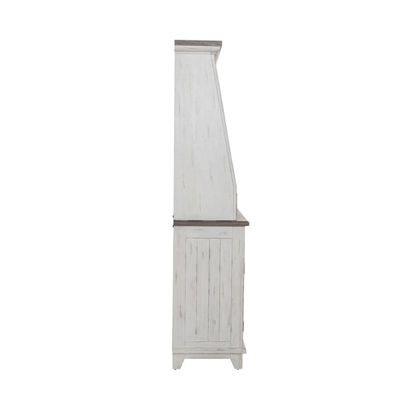 River Place - Server & Hutch - Riverstone White & Tobacco