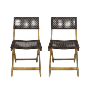 Bistro Foldable Chair With Wicker Backrest