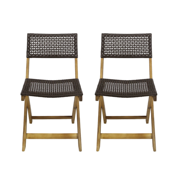 Bistro Foldable Chair With Wicker Backrest