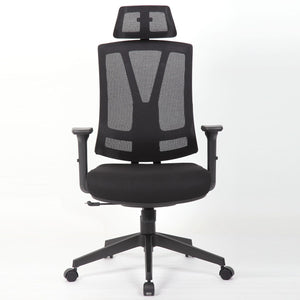 Office Chair With Adjustable Headrest & Back, High Back Swivel Desk Chair - Black
