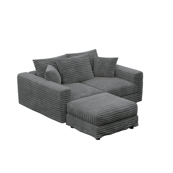Deep Seat Convertible Sofa With Soft Pillows And Ottomans