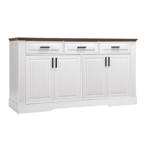 Fluted Sideboard Buffet Cabinet With 4 Doors And 3 Drawers