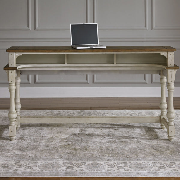 Morgan Creek - Console Bar Table - Antique White / Wirebrushed Tobacco Accents