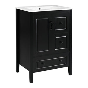 Retro Bathroom Vanity With Sink, Soft Closing Cabinet & Drawers
