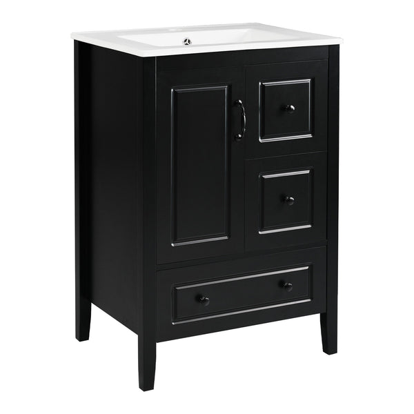 Retro Bathroom Vanity With Sink, Soft Closing Cabinet & Drawers