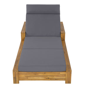Chaise Lounge Set With 4 Fold Cushion And Built In Headrest, 3 Position Adjustable