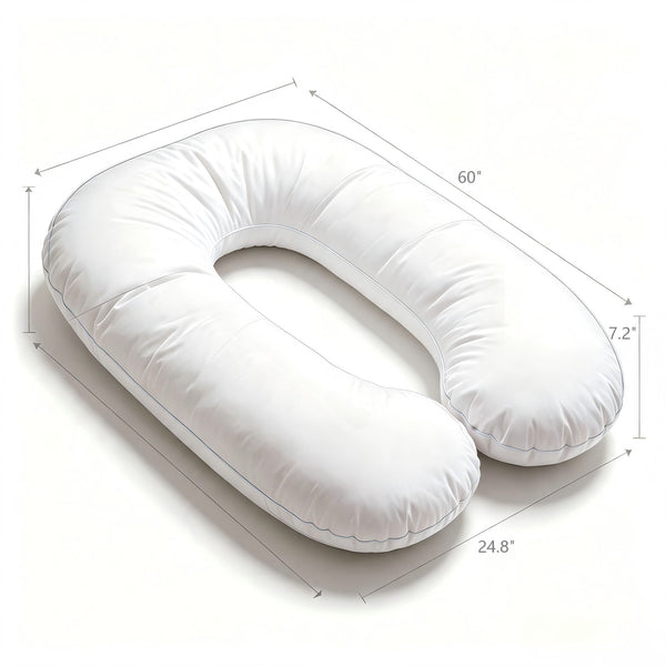 U - Shape Pregnancy Body Pillow For Side Sleeper Support - White