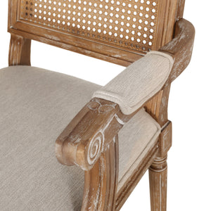 Upholstered Dining Chair With Cane Backrest