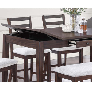 Counter Height Dining Table With Lift Top Storage And Front Drawer - Walnut