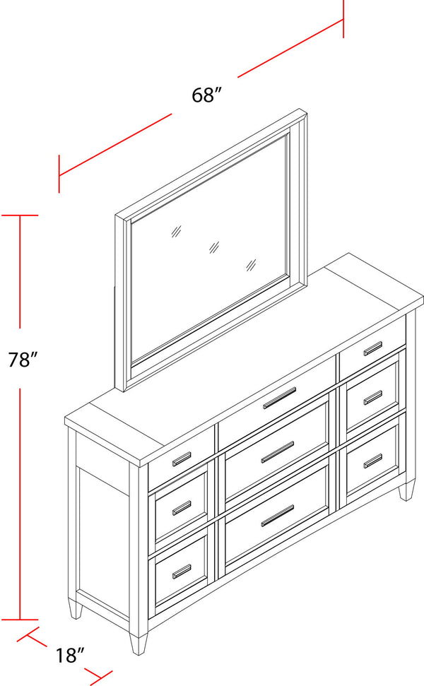 Americana Modern Bedroom - 9 Drawer Dresser