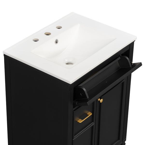 Freestanding Bathroom Vanity With Sink, Soft Close Door, Tip Out Drawer