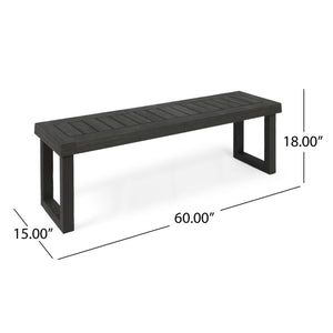 Outdoor 6 Seater Dining Set With Bench - Dark Gray / Light Gray