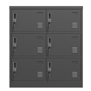6 Door Employee Storage Locker, Lockers For Office, Gym, School, And Home With Card Slot - Black