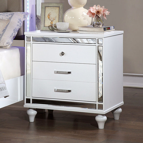 Contemporary Nightstand With Crocodile Textured Trim
