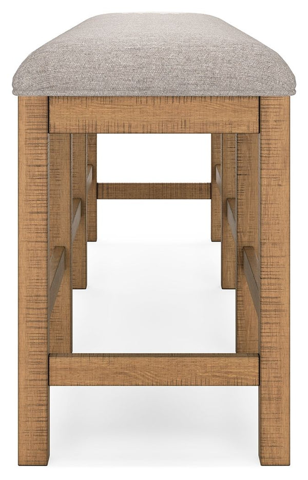 Havonplane - XL Counter Height Upholstered Dining Bench - Brown