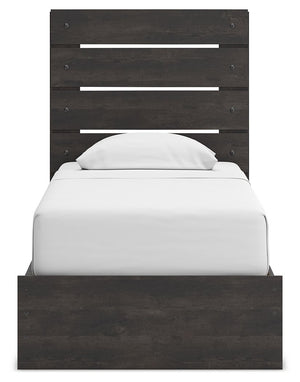 Hollivern - 4 Pc. - Twin Panel Storage Bed, Dresser, Mirror And Chest - Dark Gray